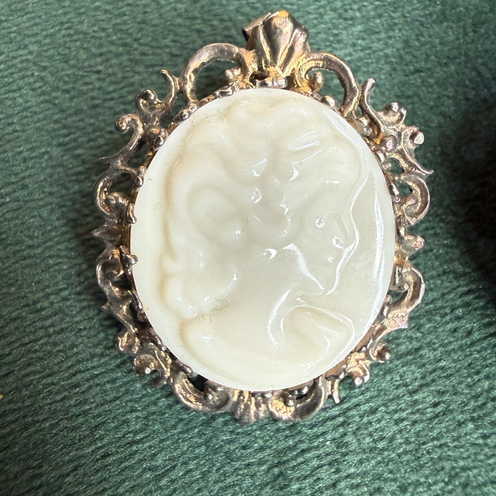 Lenox White Cameo Drop Earrings with Filigree Frames - Picture 3 of 4